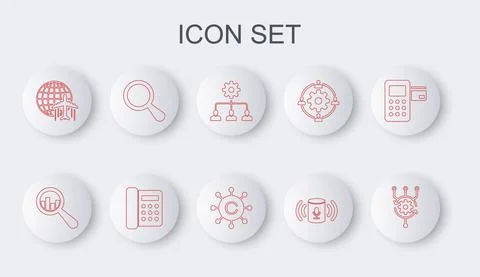 Set line Algorithm, Magnifying glass and analysis, Lead management, Voice 스톡 일러스트