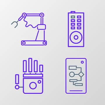 Set line Algorithm, Mechanical robot hand, Remote control and Industrial ma.. Stock Illustration