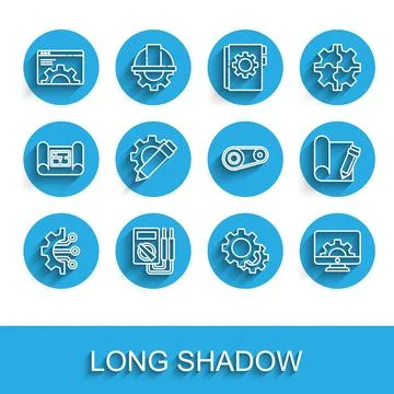 Set line Algorithm, Multimeter, Browser setting, Gear, Computer monitor and.. 스톡 일러스트