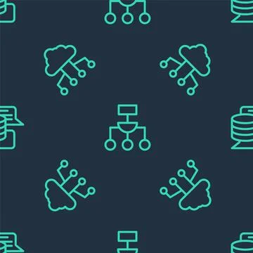 Set line Algorithm, Network cloud connection and Server, Data on seamless pat 스톡 일러스트
