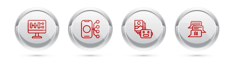 Set line Algorithm, Neural network, Artificial intelligence robot and Chat 库存插图