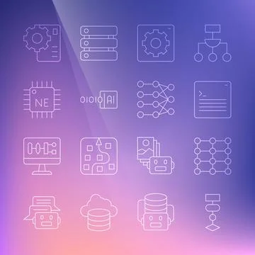 Set line Algorithm, Neural network, Web developer programming code, Computer api Stockillustratie