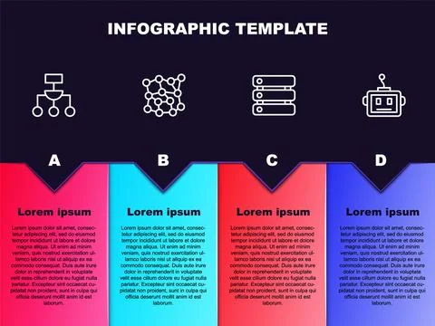 Set line Algorithm, Neural network, Server, Data and Artificial intelligence 스톡 일러스트