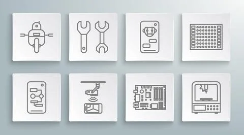 Set line Algorithm, Spanner, Wireless Controlling CCTV security camera, Elect 스톡 일러스트