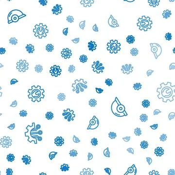 Set line Algorithm, Worker safety helmet and Wrench spanner and gear on seamless Stock Illustration