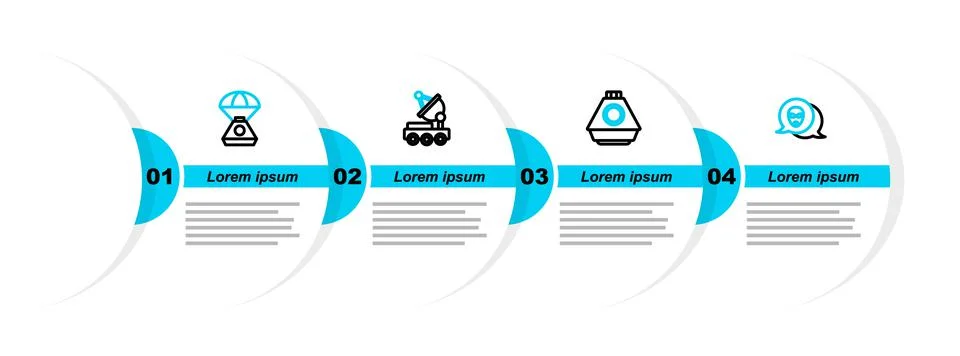 Set line Alien, Space capsule, Mars rover and icon. Vector Stock Illustration