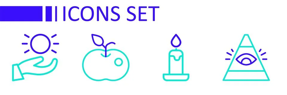 Set line All-seeing eye of God, Burning candle, Poison apple and Ball levit.. 스톡 일러스트