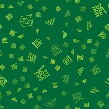 Set line American flag, Drum and drum sticks and Gold bars on seamless pattern Stock Illustration