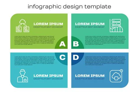 Set line Analyst engineer, Cloud technology data transfer, and Server, Data, Web Stock Illustration