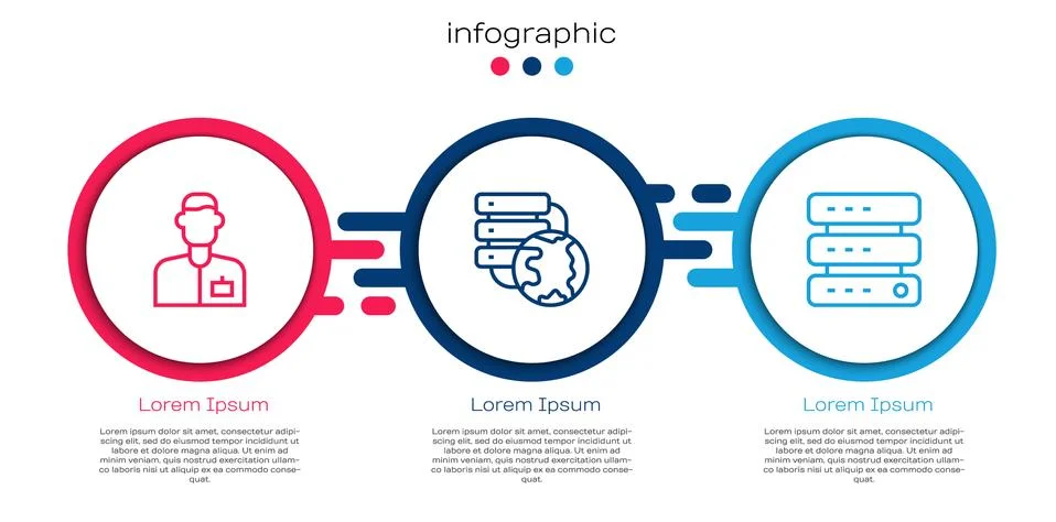 Set line Analyst engineer, Network cloud connection and Server, Data, Web Stock Illustration