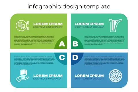 Set line Ancient column, Comedy and tragedy masks, Minotaur labyrinth and H.. Ilustración de archivo