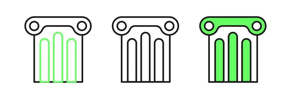 Set line Ancient column icon isolated on white background.  Vector Stock Illustration