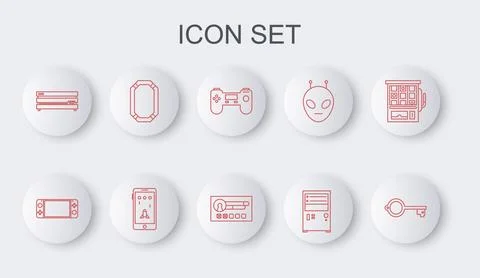 Set line Ancient key for game, Portable video console, Gamepad, Computer, V.. Stock Illustration