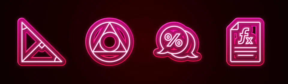 Set line Angle bisector of a triangle, Triangle math, Discount percent tag and Stock Illustration