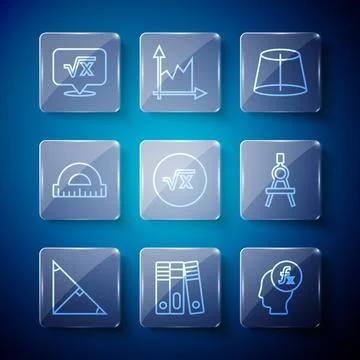 Set line Angle bisector of a triangle, Office folders, Function mathematical Stock Illustration