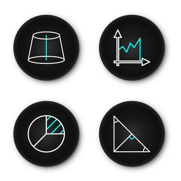 Set line Angle bisector of a triangle, Pie chart infographic, Graph, schedu.. Stock Illustration