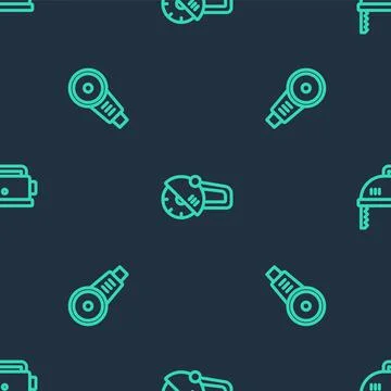 Set line Angle grinder, and Electric jigsaw on seamless pattern. Vector Stockillustratie