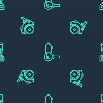Set line Angle grinder, Electric circular saw and Blender on seamless pattern Stockillustratie