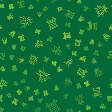 Set line Ant, Beetle bug and Hive for bees on seamless pattern. Vector Stock Illustration