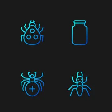 Set line Ant, Spider, Ladybug and Glass jar. Gradient color icons. Vector Stock Illustration