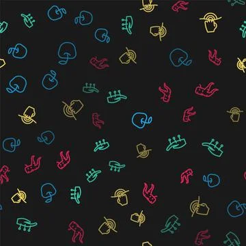 Set line Apple, Acupuncture therapy, Massage and Ginger root on seamless pattern Stock Illustration