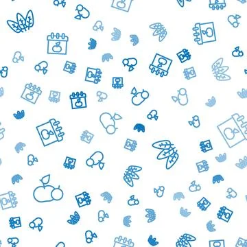 Set line Apple, Leaf and World Vegetarian day on seamless pattern. Vector Illustrazione stock