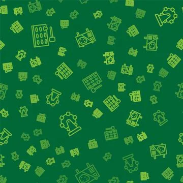 Set line Arcade game machine, Ferris wheel and Amusement park billboard on Stock Illustration