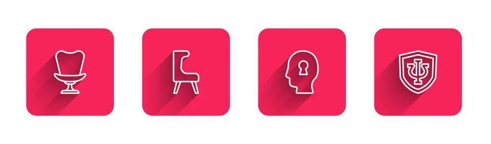 Set line Armchair, , Solution to the problem and Psychology, Psi with long .. イラスト素材