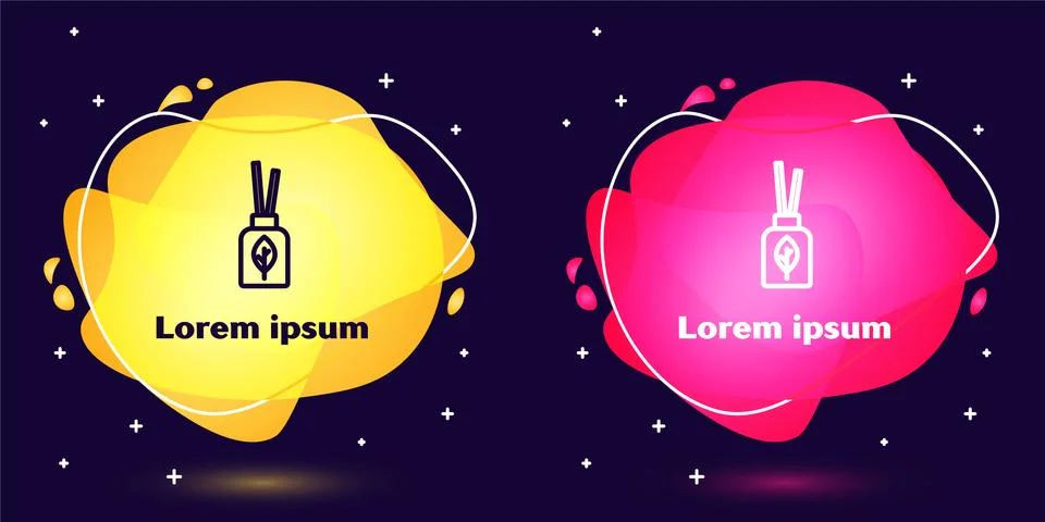 Set line Aroma diffuser icon isolated on blue background. Glass jar different Stock Illustration