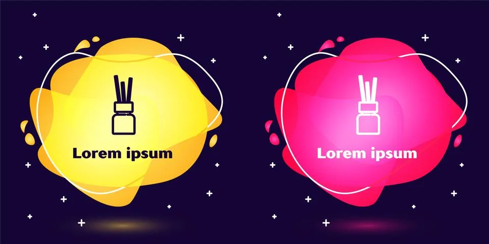 Set line Aroma diffuser icon isolated on blue background. Glass jar different Stock Illustration