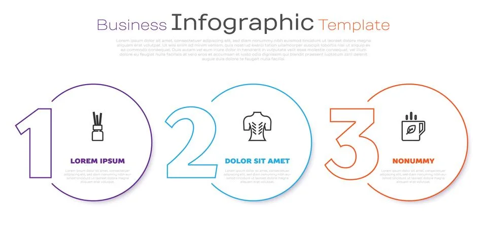 Set line Aroma diffuser, Massage and Cup of tea and leaf. Business infographic Stock Illustration
