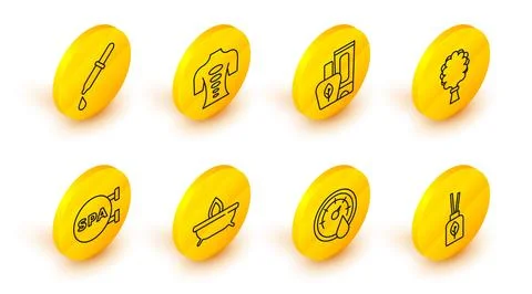 Set line Aroma diffuser, Sauna thermometer, candle, Spa salon, broom, Ointment Stock Illustration