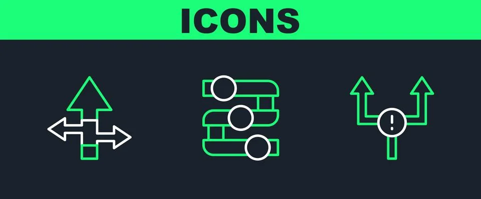 Set line Arrow, and Graph, chart, diagram icon. Vector Illustrazione stock