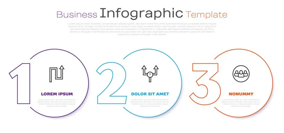 Set line Arrow,  and Project team base. Business infographic template. Vector Stock Illustration