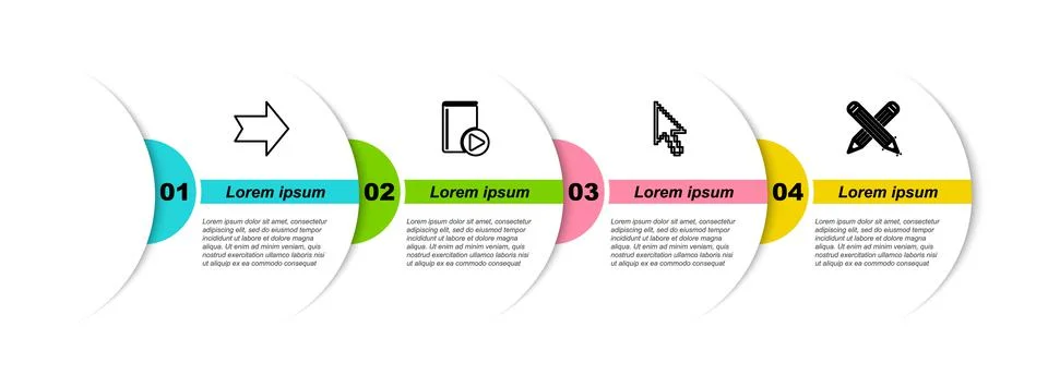 Set line Arrow, Audio book, Pixel arrow cursor and Crossed pencil. Business 스톡 일러스트