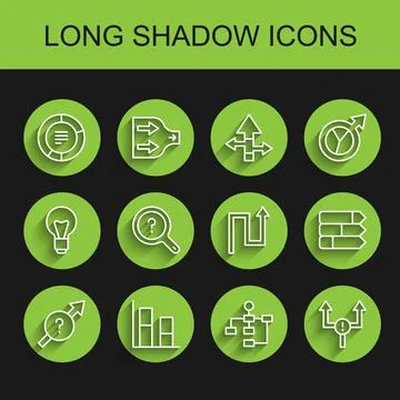 Set line Arrow, Graph, chart, diagram, Pie infographic, Hierarchy organogram Stock Illustration