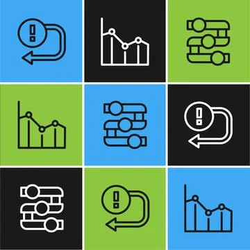 Set line Arrow, Graph, chart, diagram and Pie infographic icon. Vector Stock Illustration