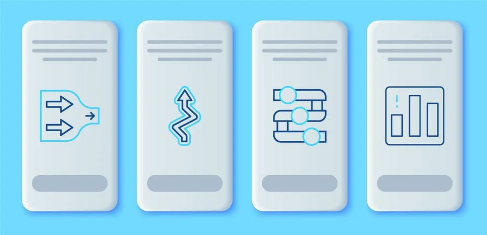 Set line Arrow, Graph, chart, diagram, and Pie infographic icon. Vector Illustrazione stock