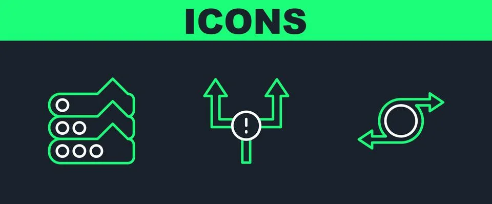 Set line Arrow, Graph, chart, diagram and icon. Vector Illustrazione stock