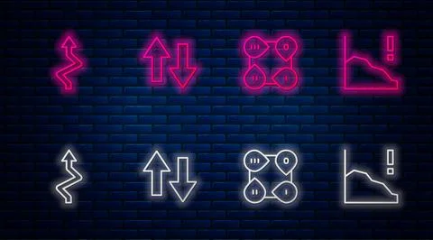 Set line Arrow, Infographic element,  and Financial growth decrease. Glowin.. Stock Illustration