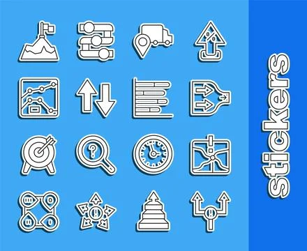 Set line Arrow, Intersection point, Delivery tracking, Graph, chart, diagra.. Stock Illustration