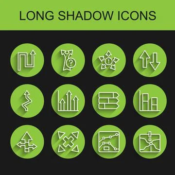 Set line Arrow, Many ways directional arrow, Graph, chart, diagram, Intersection Stock Illustration