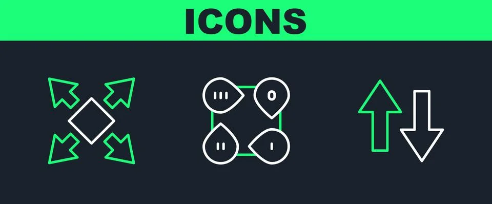 Set line Arrow, Many ways directional arrow and Infographic element icon. Vector Illustrazione stock