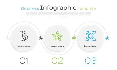 Set line Arrow, Many ways directional arrow and . Business infographic temp.. Stock Illustration