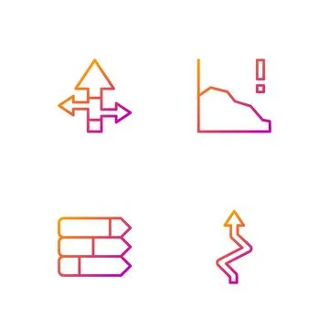 Set line Arrow, Pie chart infographic,  and Financial growth decrease. Gradie Stock Illustration