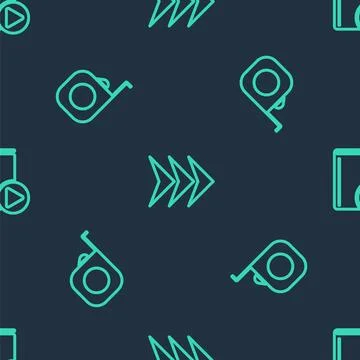 Set line Arrow, Roulette construction and Audio book on seamless pattern. Vector Stockillustratie