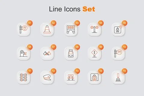 Set line Arrow for switching the railway, Train tunnel, Waiting hall, drive.. Stock Illustration