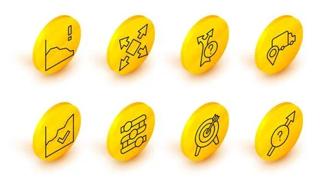 Set line Arrow, Target, Graph, chart, diagram, Financial growth increase Stock Illustration