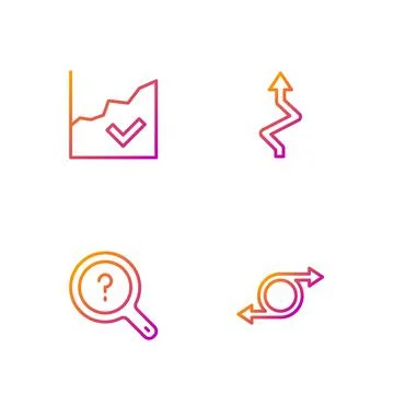 Set line Arrow, Unknown search, Financial growth increase and . Gradient color Stock Illustration