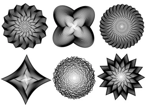 Set of line art 3d elements Stock Illustration